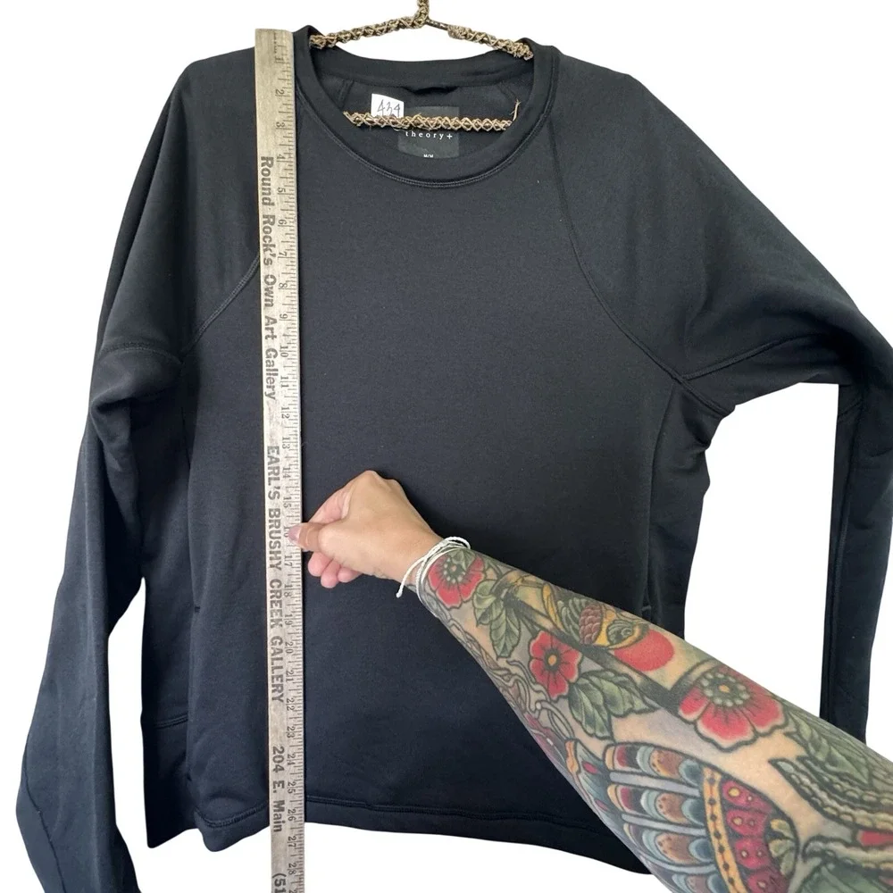Theory+ Mens Serge Black stretch‎ Crewneck Pullover With Pockets Sz Med